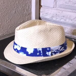 NOLAN NYC Stylish Cream Fedora with Blue Band